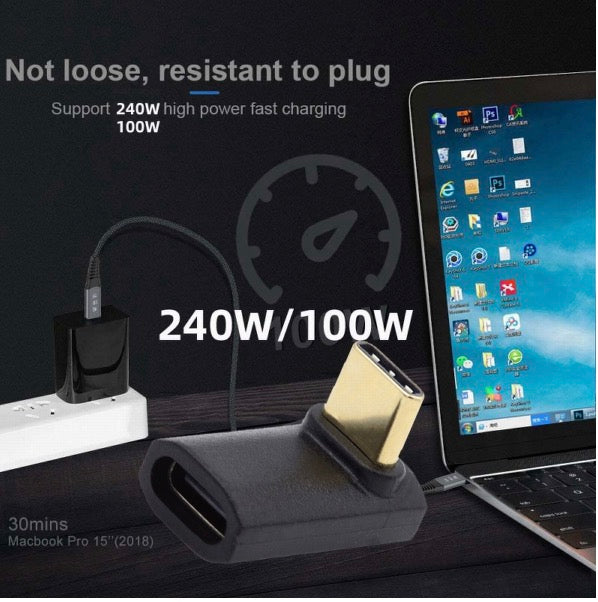 USB C 4.0 Male to USB C Female Up Down Angled Adapter 240W 40Gbps USB4