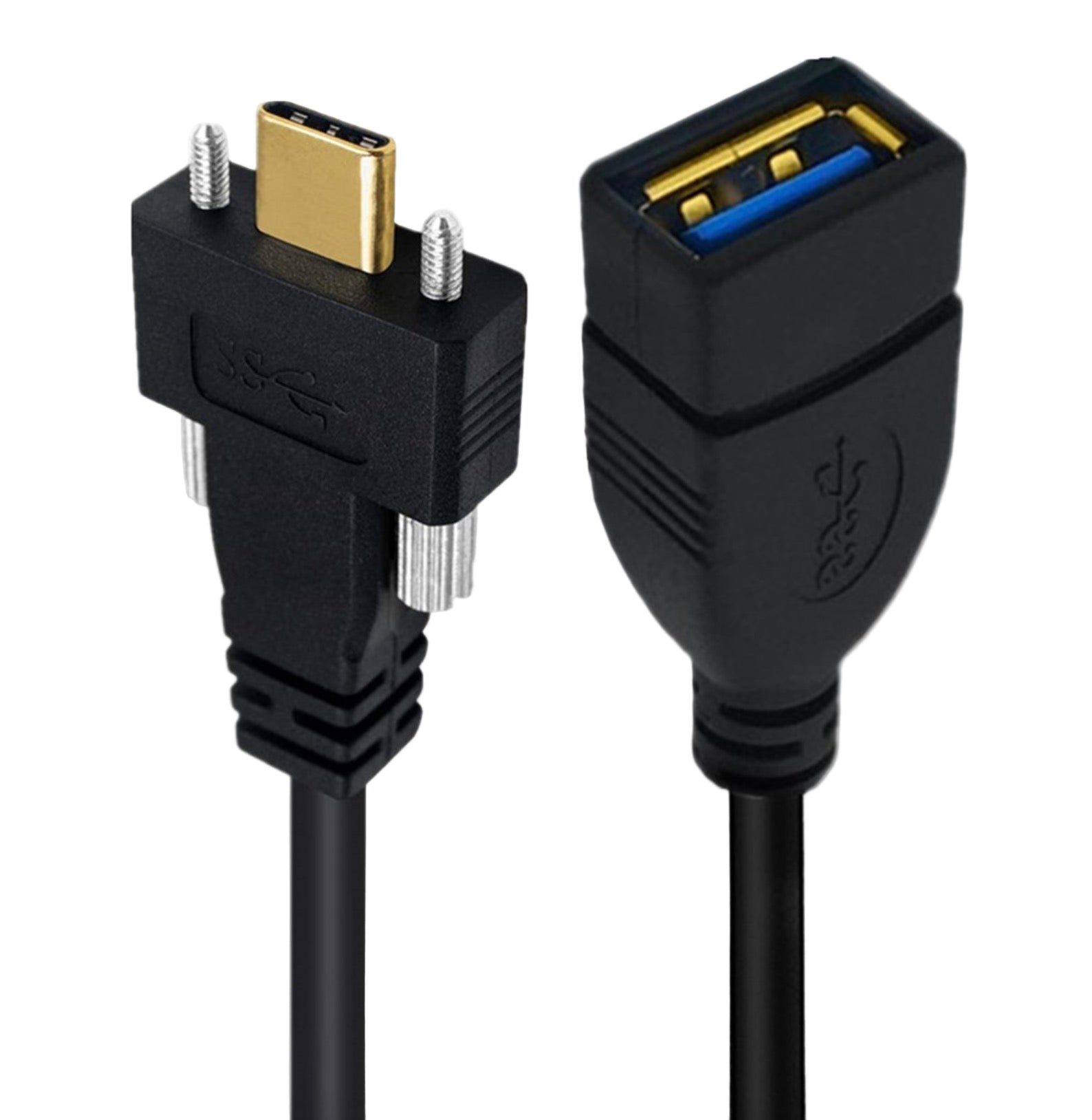USB C Dual Screws Locking to Standard USB 3.0 A Female OTG Extension Cable