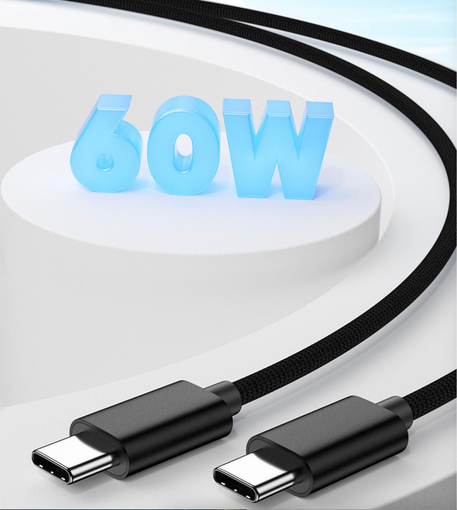 USB C to USB C PD Fast Data Charging Cable 60W 480Mbps 3m