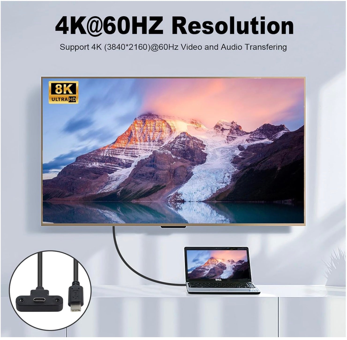 USB C Male to USB C Angled Female Panel Mount Charging Extension Cable 3A