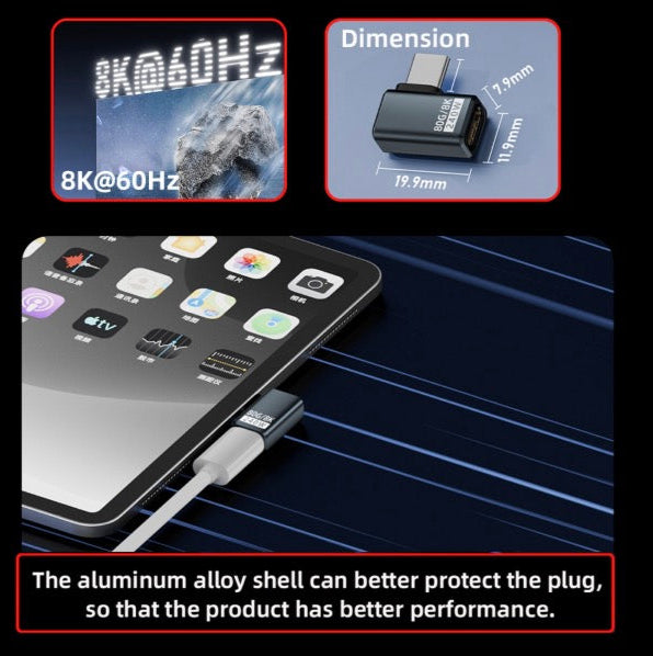 USB C Angled Adapter, USB 4.0 Male to Female Data Charging Extension Connector PD240W 80Gbps