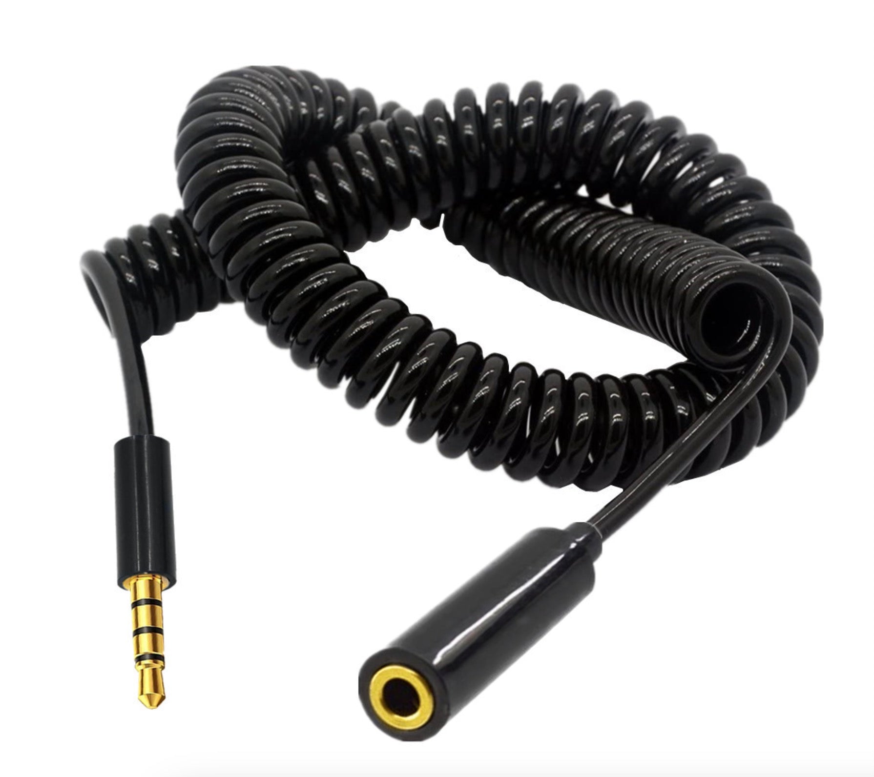 3.5mm Extension Cable, 3.5mm Male to Female Jack 4 Pole Extension Aux Audio Coiled Cable