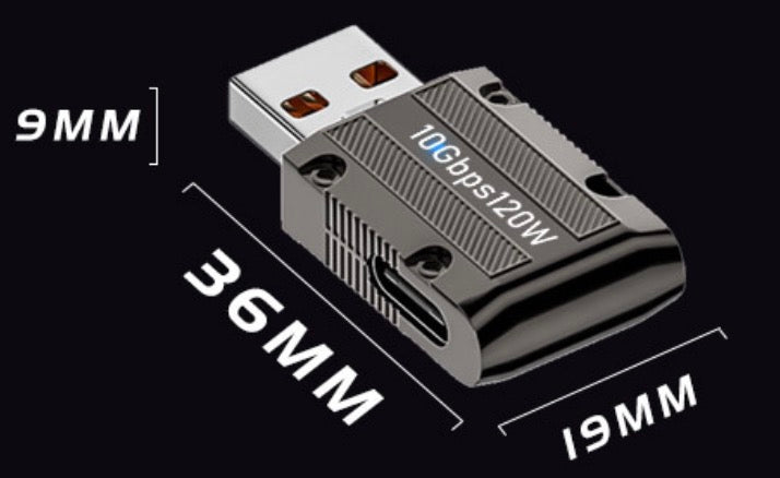 USB 3.0 A Male to USB C Female Data Power Slim Adapter 10Gbps 120W