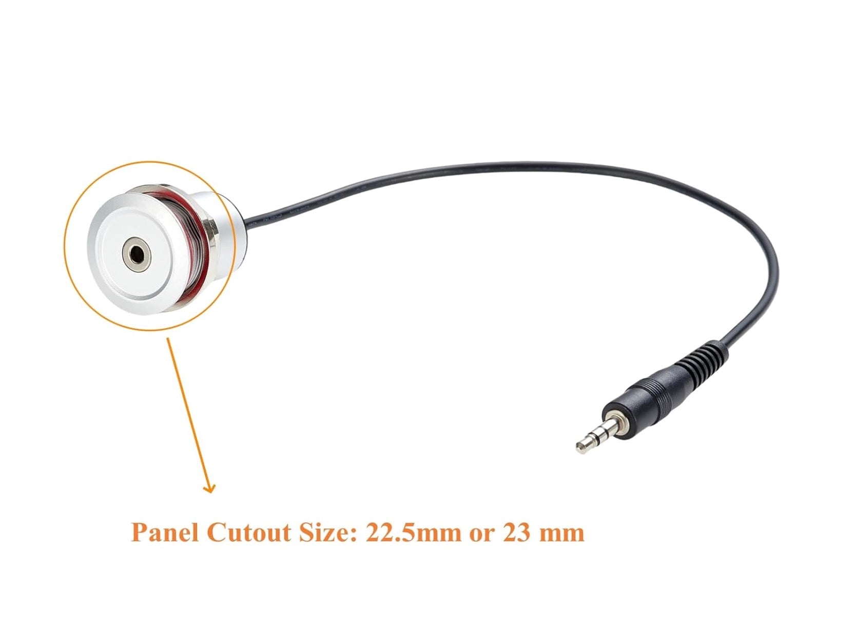 3.5mm TRS Stereo Male to Female Extension Cable, Flush Panel Mount Threaded Embedded Fixed AUX Audio Adapter
