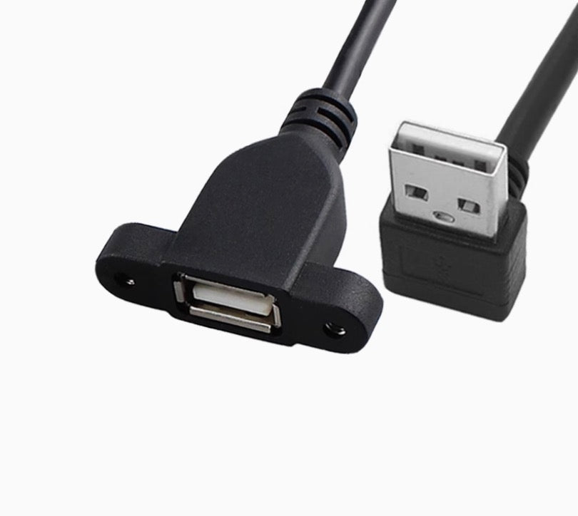 USB 2.0 A Extension Cable, Type A Male to Female Panel Mount Cable