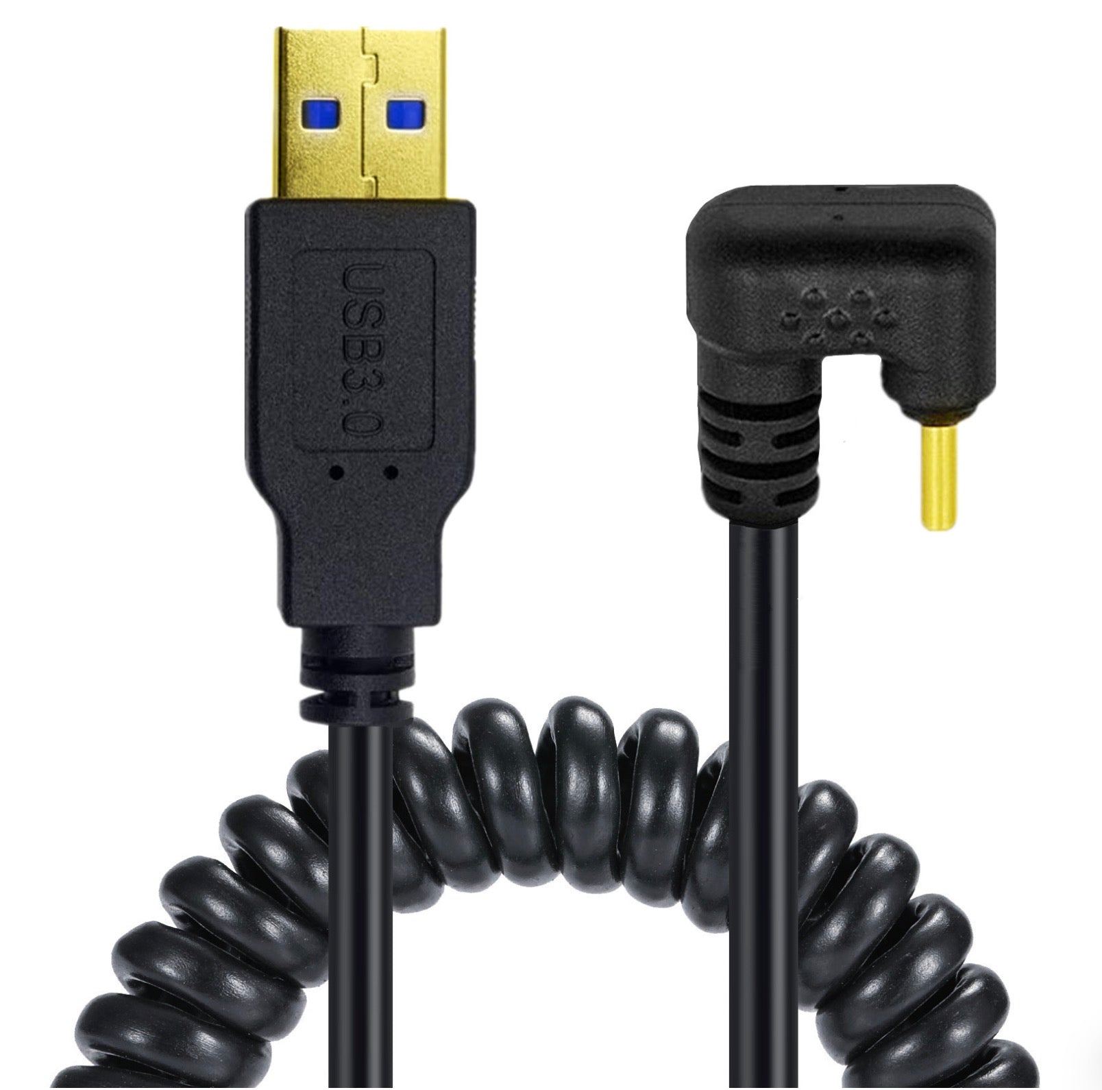 USB C Type-C Male U Shape to USB 3.0 A Male Coiled Cable