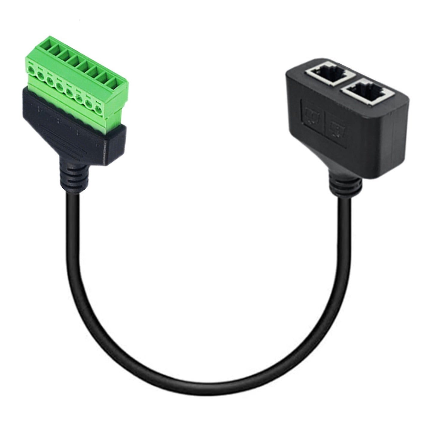 8 Pins Terminal Block to Dual RJ45 Cable for Cat6 Cat5 Ethernet Extender CCTV Digital Internet