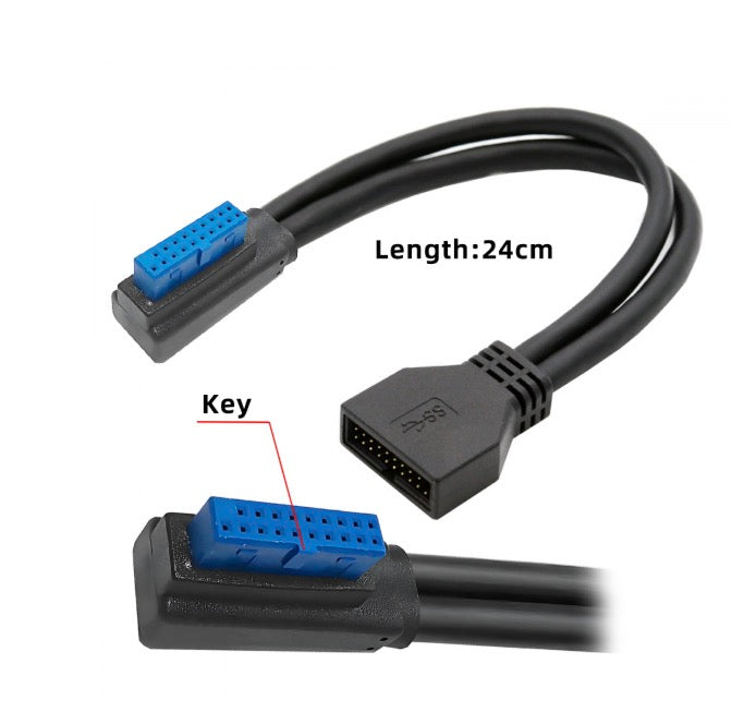 20Pin 19Pin Header Male Low Profile to Female Motherboard Extension Cable 5Gbps