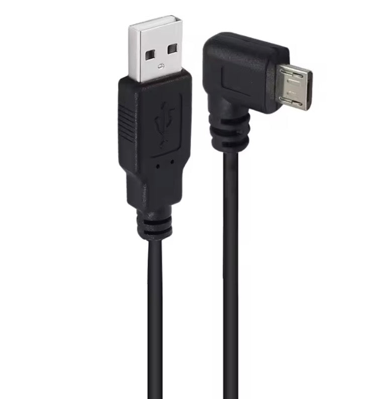 Micro 5Pin Male to USB 2.0 A Male Data Charging Coiled Cable | Right Angle
