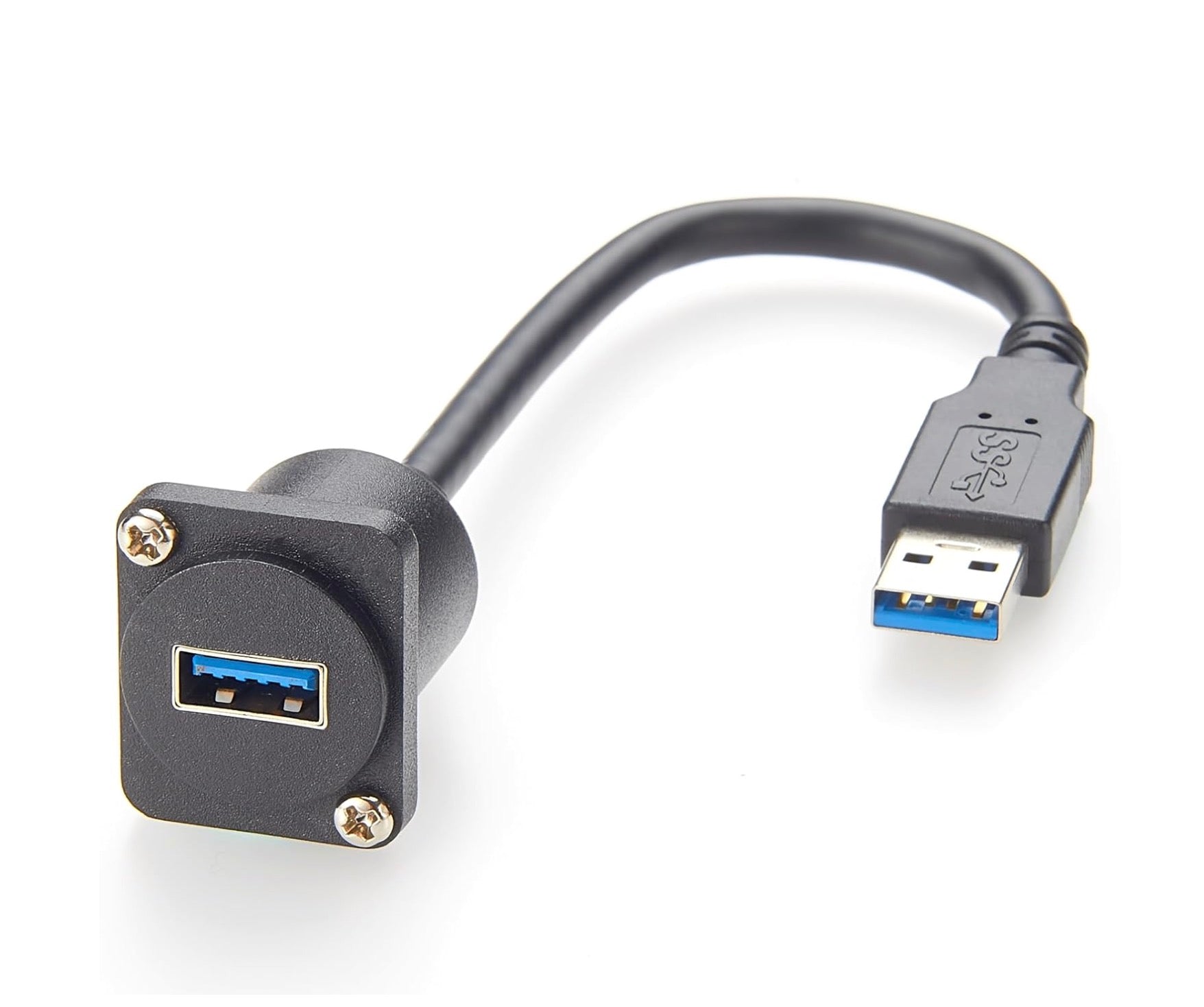 Panel Mount USB 3.0 Extension Cable, USB A Female to Male Outlet Panel Socket Connector