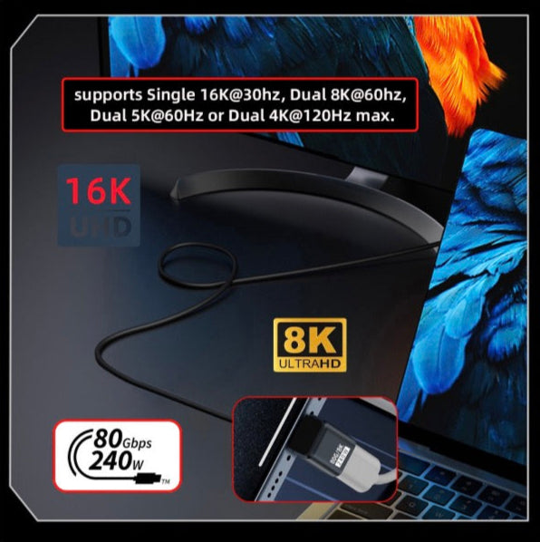 USB 4.0 Adapter, USB C Male to Female Data Charging Angled Extension Connector PD240W 80Gbps