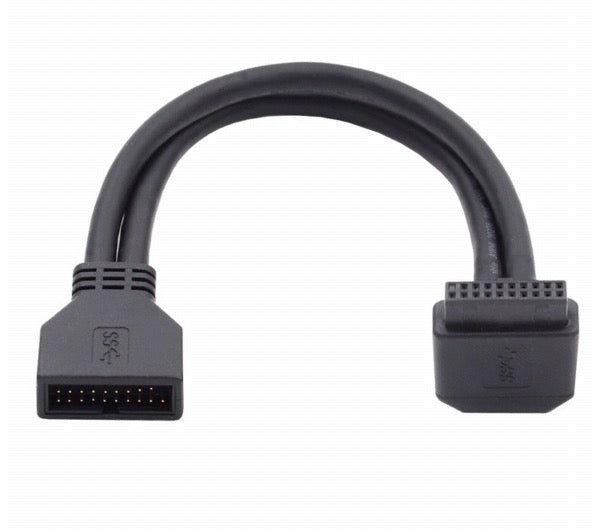 USB 3.0 Motherboard Front 19 Pin Male to 19 Pin Female Angled Extension Cable