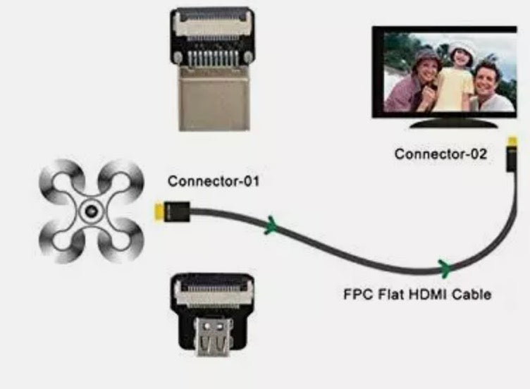 HDMI Male to Micro HDMI Female Flat FPV Audio Video Extension Cable