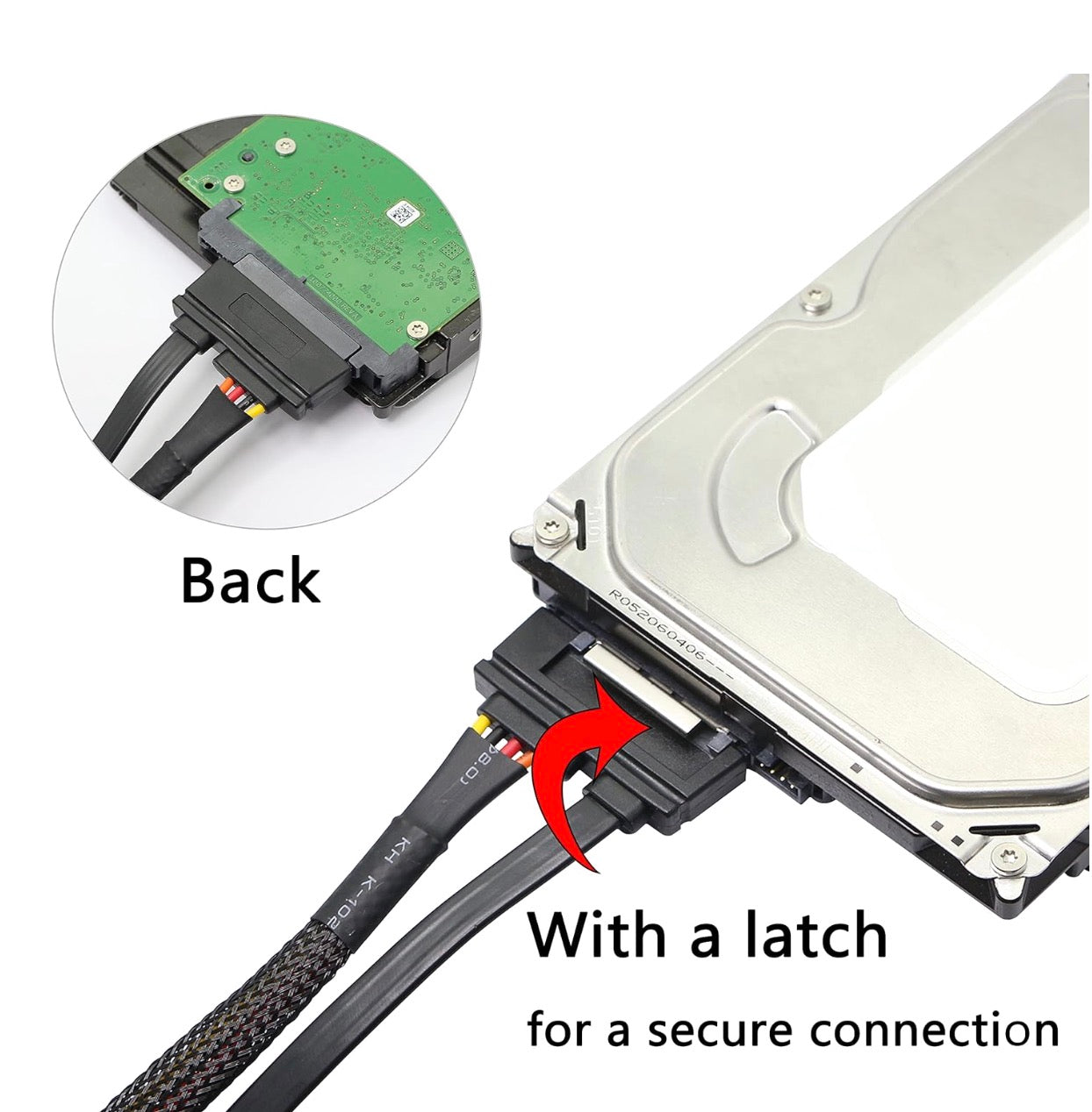 7+15 Sata Male to 22Pin Sata Female Data Power Extension Cable for HDD,SSD,Optical Drives, DVD Burners, PCI Cards