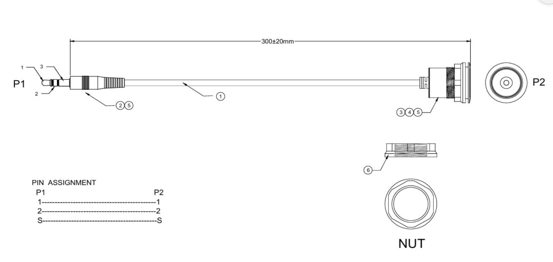 3.5mm TRS Stereo Male to Female Extension Cable, Flush Panel Mount Threaded Embedded Fixed AUX Audio Adapter