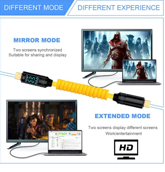 USB C 100W PD Coiled Cable, Male to Male OTG Data Charging Connector | 8K@60Hz 20Gbps