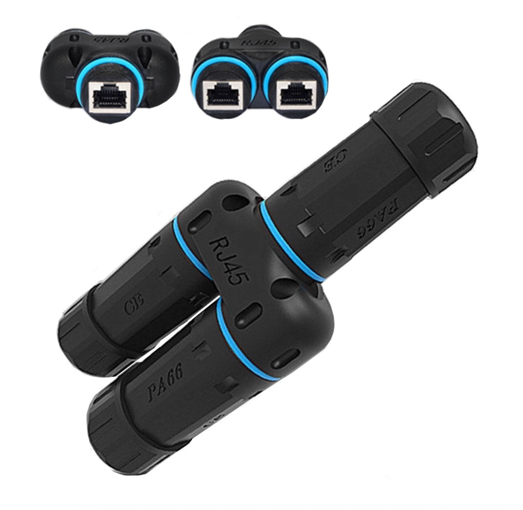 Waterproof RJ45 Coupler, Female to Female 1 in 2 Out Splitter IP68 Ethernet Outdoor LAN Connector Cable