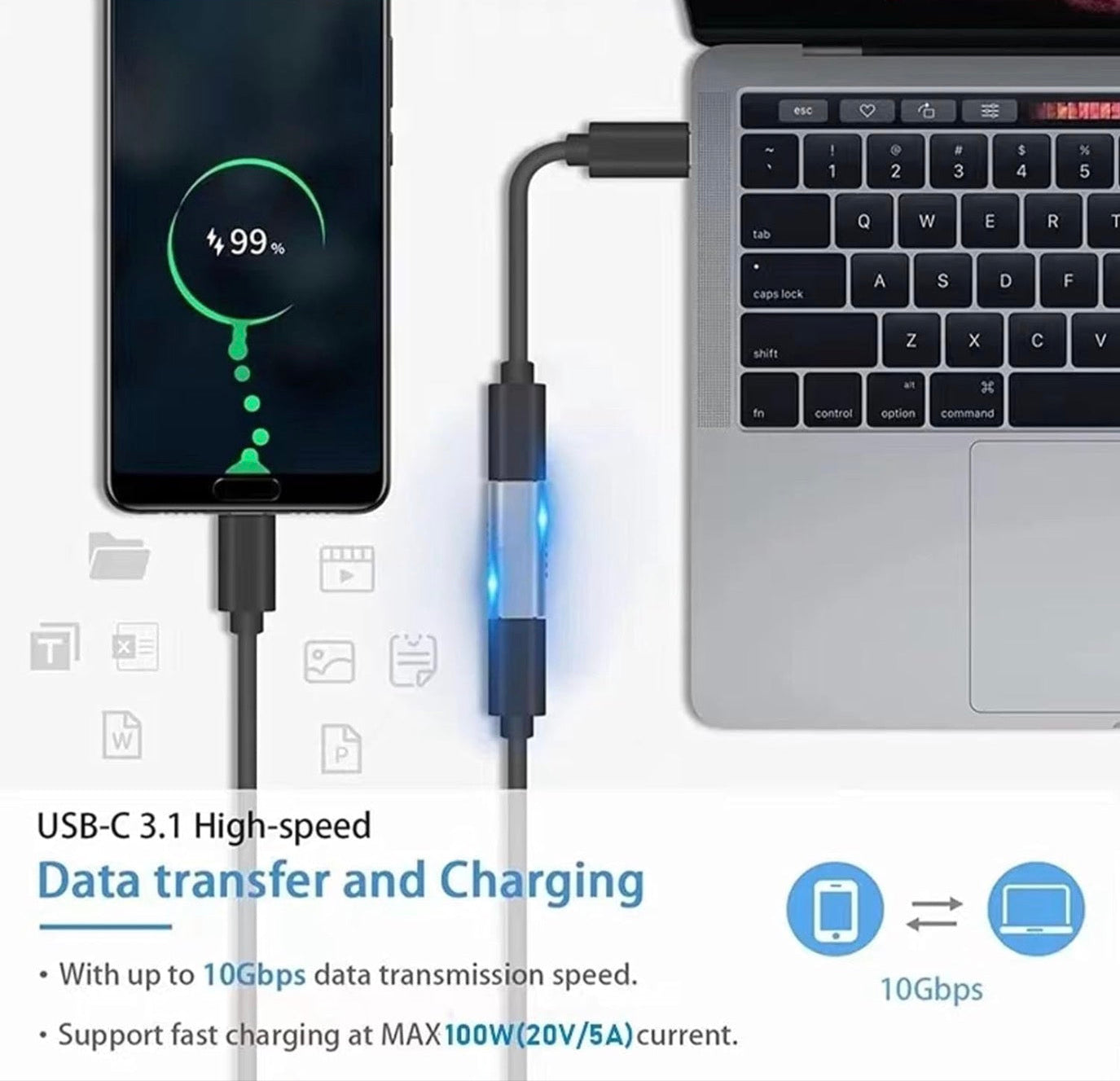 USB C Adapter, USB 3.1 C Female to Female Extender | Portable Extension Coupler