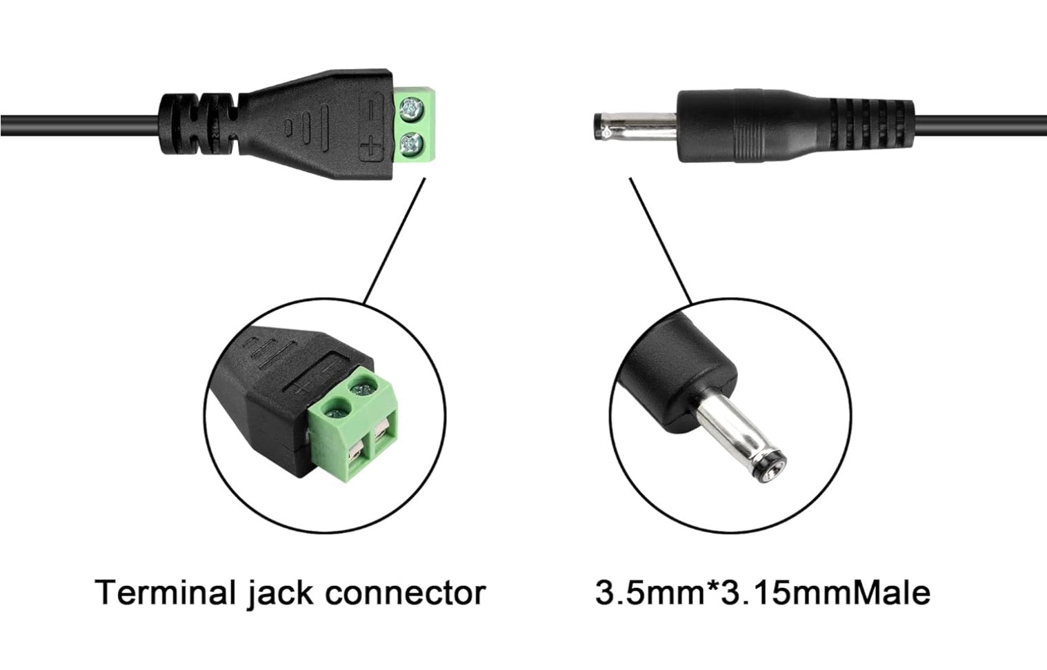 3.5mm x 1.35mm DC Power Cable for CCTV Security Camera LED Strip DVR Router