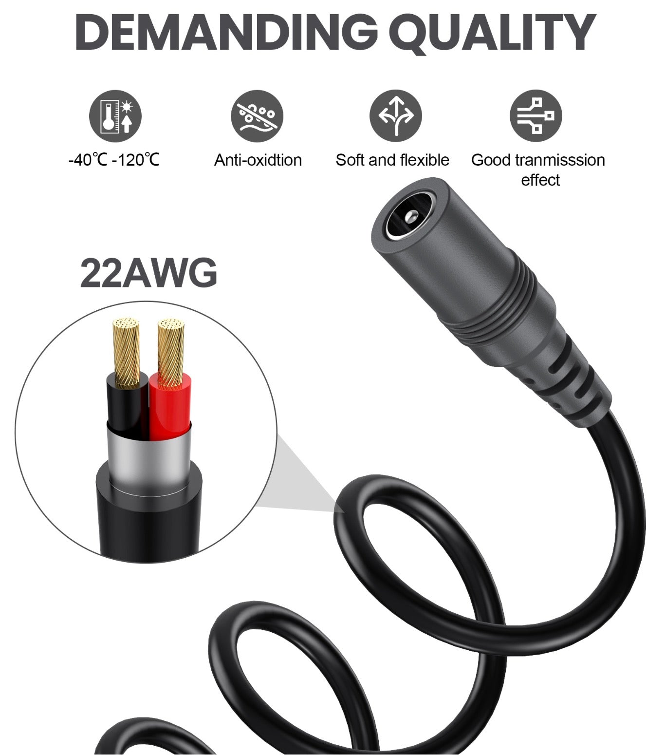 5.5mm x 2.1mm to 3.5mm (1/8") Power Supply DC Converter Cable for Electric Guitar Effect Pedals