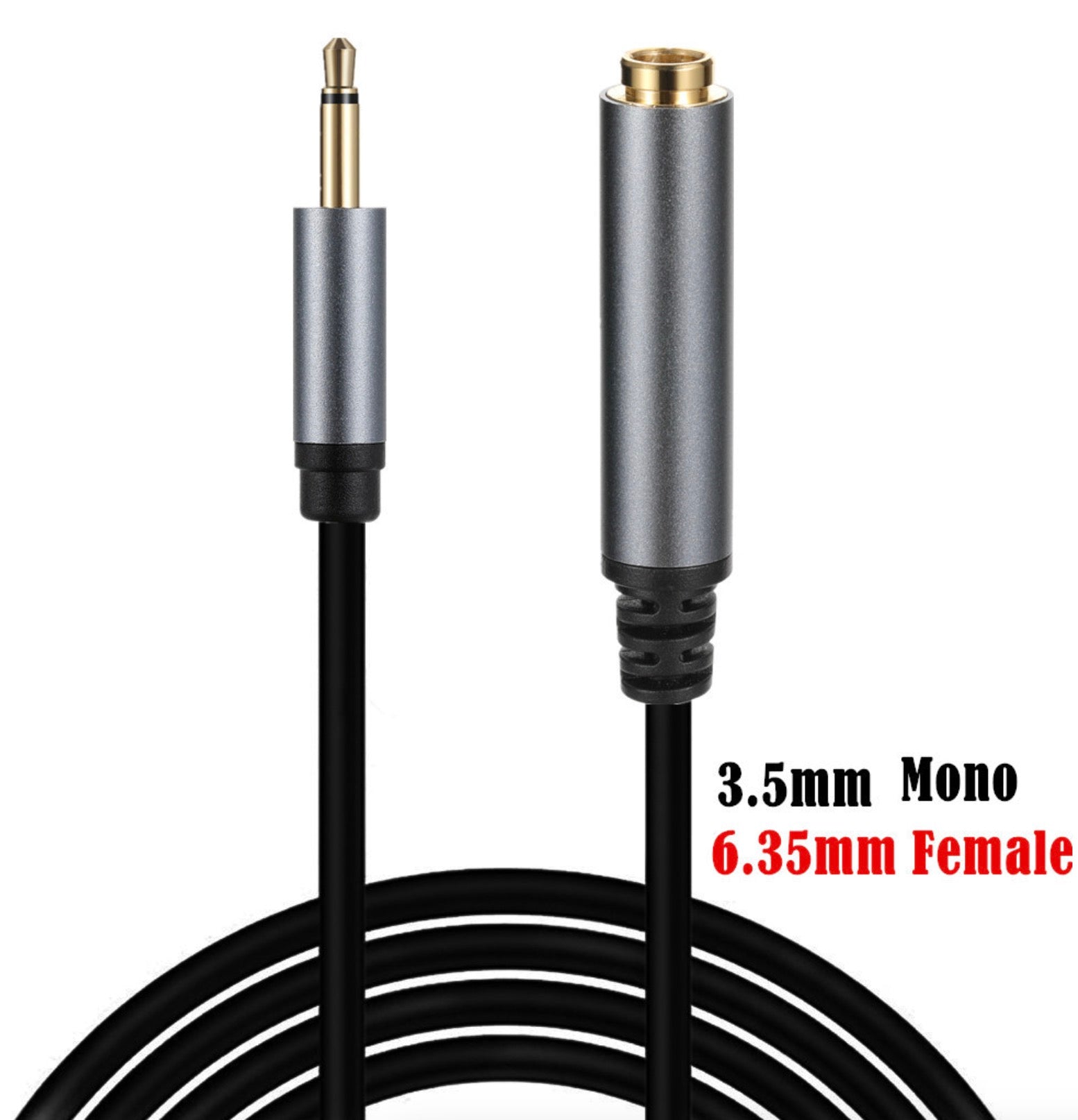 3.5mm 1/8" TS Male to 6.35mm 1/4" Female Headphone Extension Mono Channel Cable