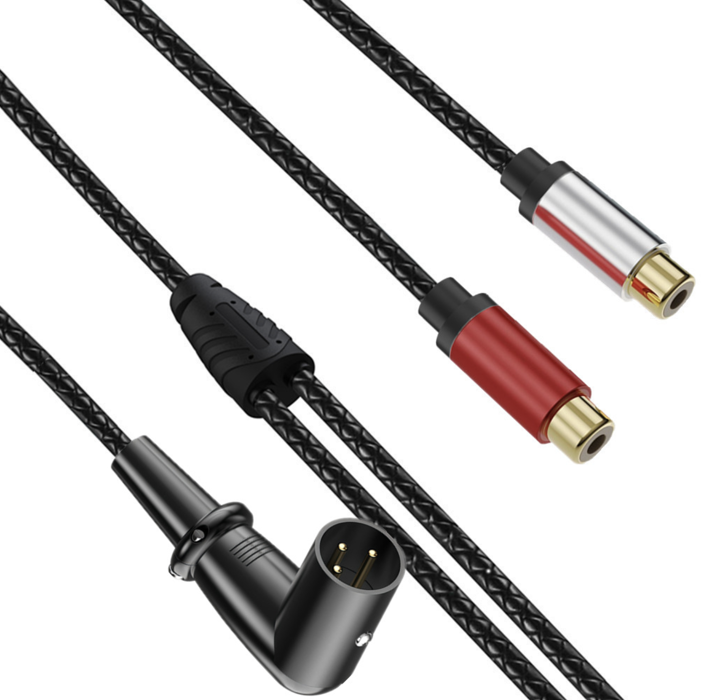 XLR 3 Pin Male to Dual RCA Female Adapter – Y Splitter Patch Cable for Audio Mixers & Amplifiers