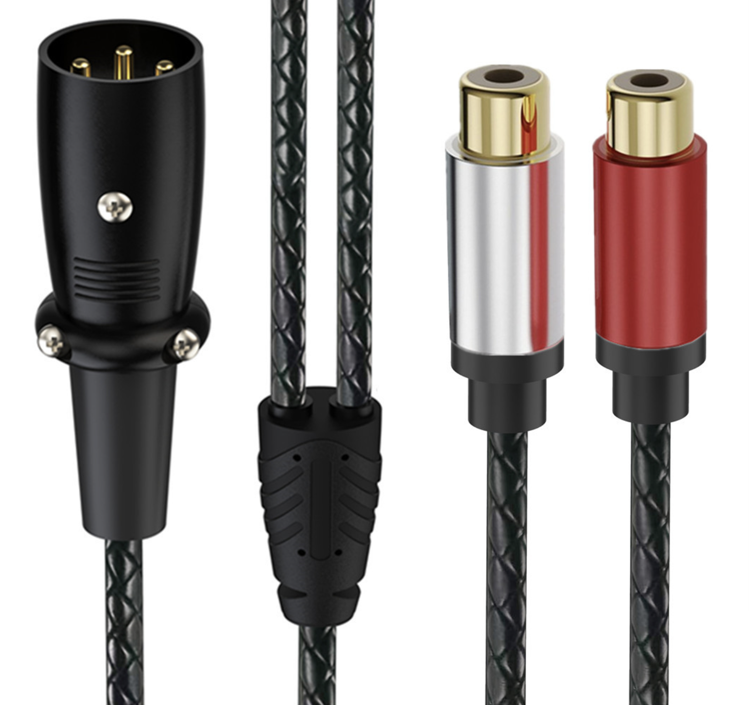 XLR 3-Pin Male to Dual RCA Female Y Splitter Cable – Gold Plated Stereo Audio Adapter for Mixer & Amplifier