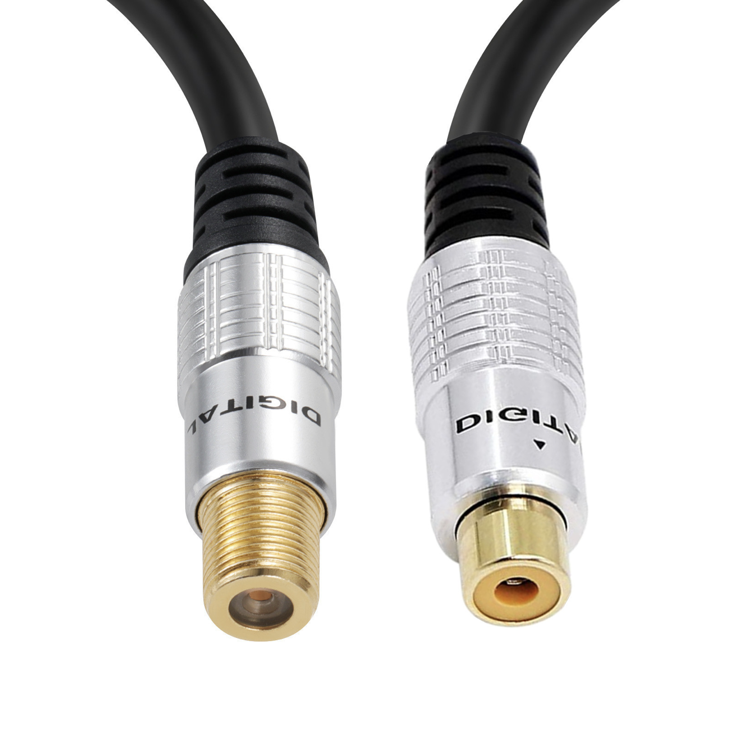 Coaxial to RCA Adapter Cable | RCA Female to F Type Coax Female Audio Cable for Subwoofer, Receiver, TV, Game Console