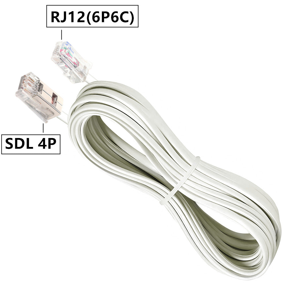 White flat cable for POS or telephone systems with RJ12 and SDL connectors