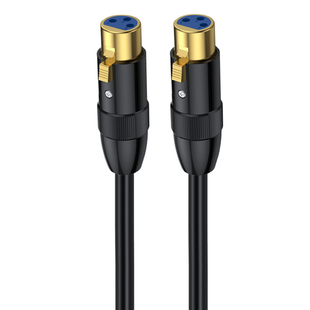 A black XLR 3Pin Female to Female cable with gold-plated connectors on both ends.