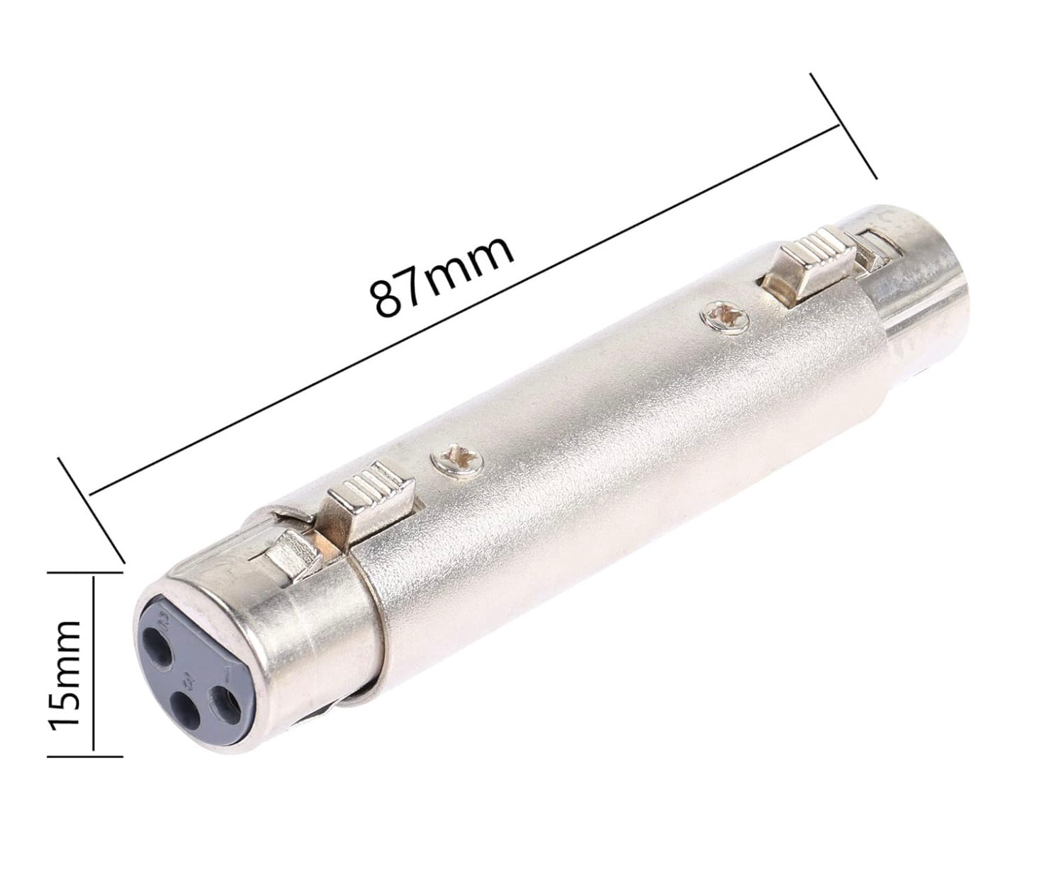 Metallic cylindrical component with dimensions labeled