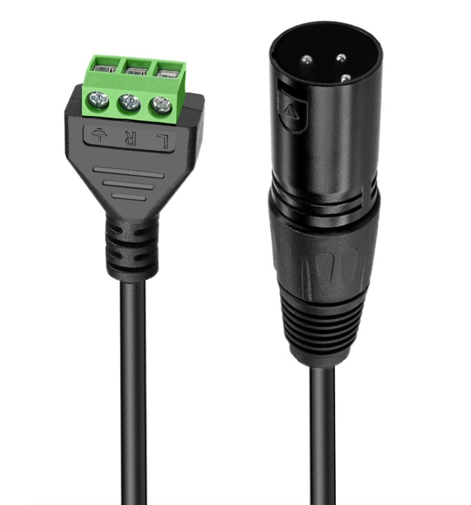 XLR male to 3 pin terminal block audio converter cable for speaker and microphone connections