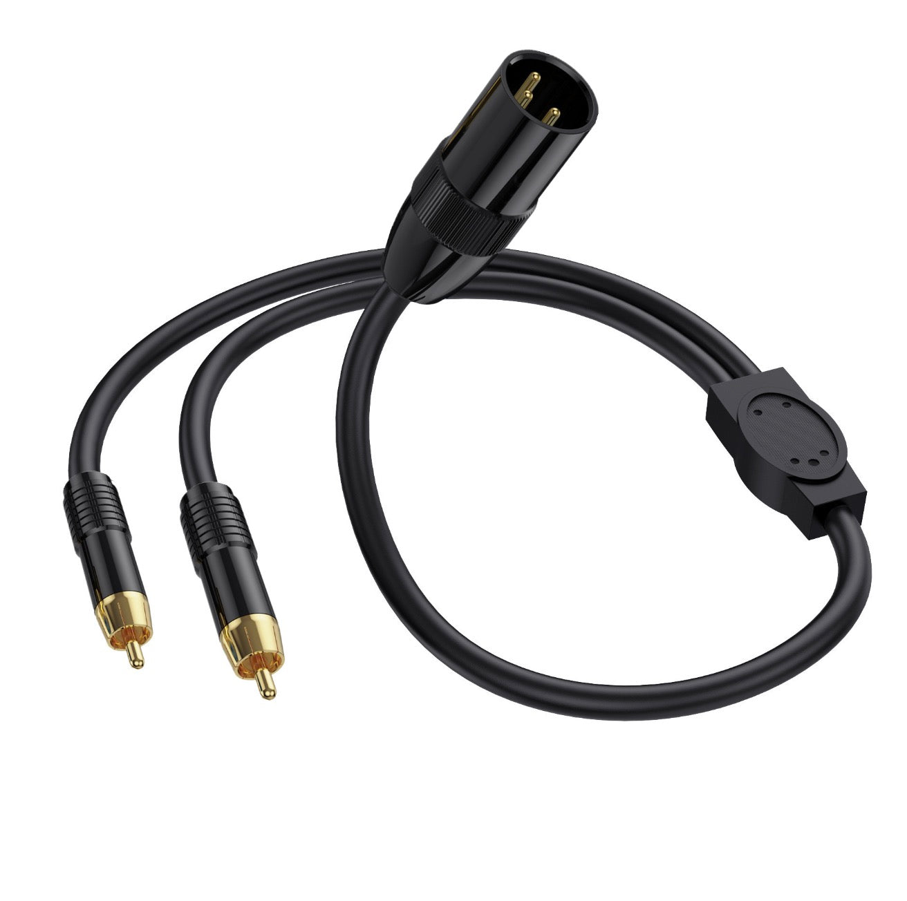 XLR 3 pin male to dual RCA male Y splitter cable