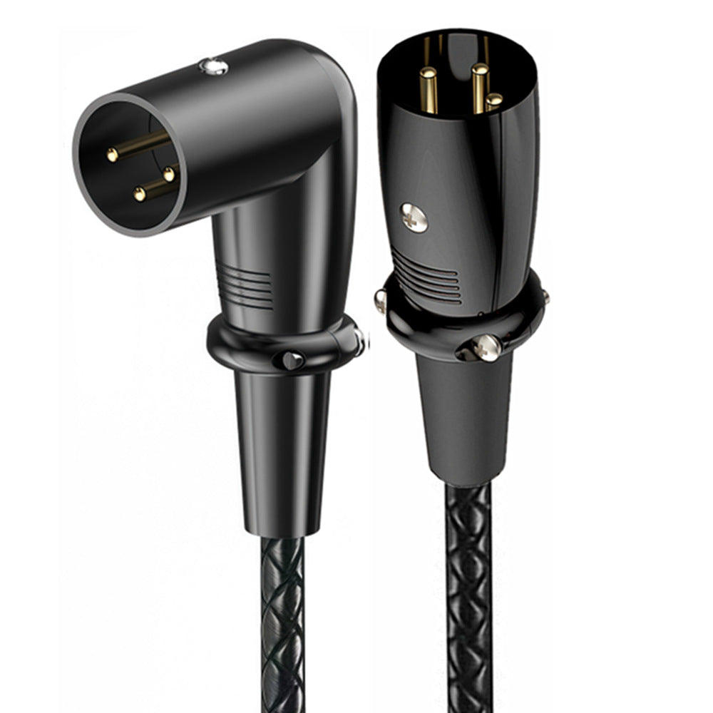 XLR male to male 3-pin balanced microphone cable with right-angle and straight connectors for studio and PA systems