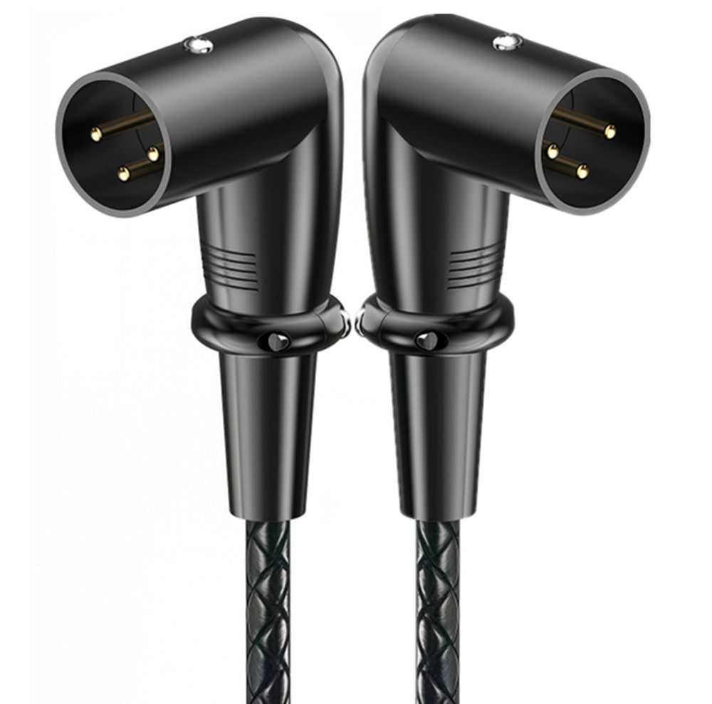 XLR male to male right angle 3-pin balanced microphone cable for studio and PA systems