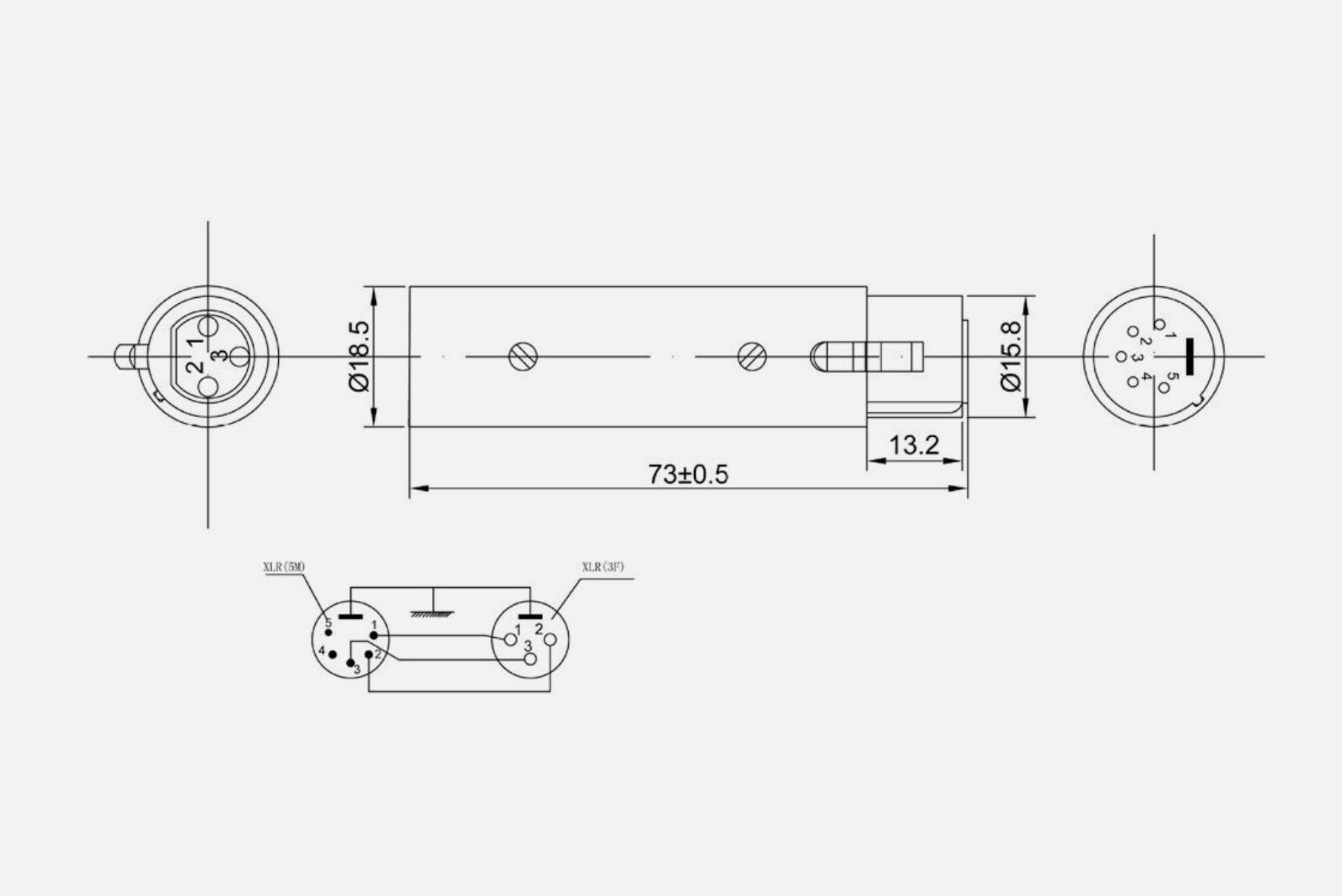 Technical drawing with measurements and components on a white background