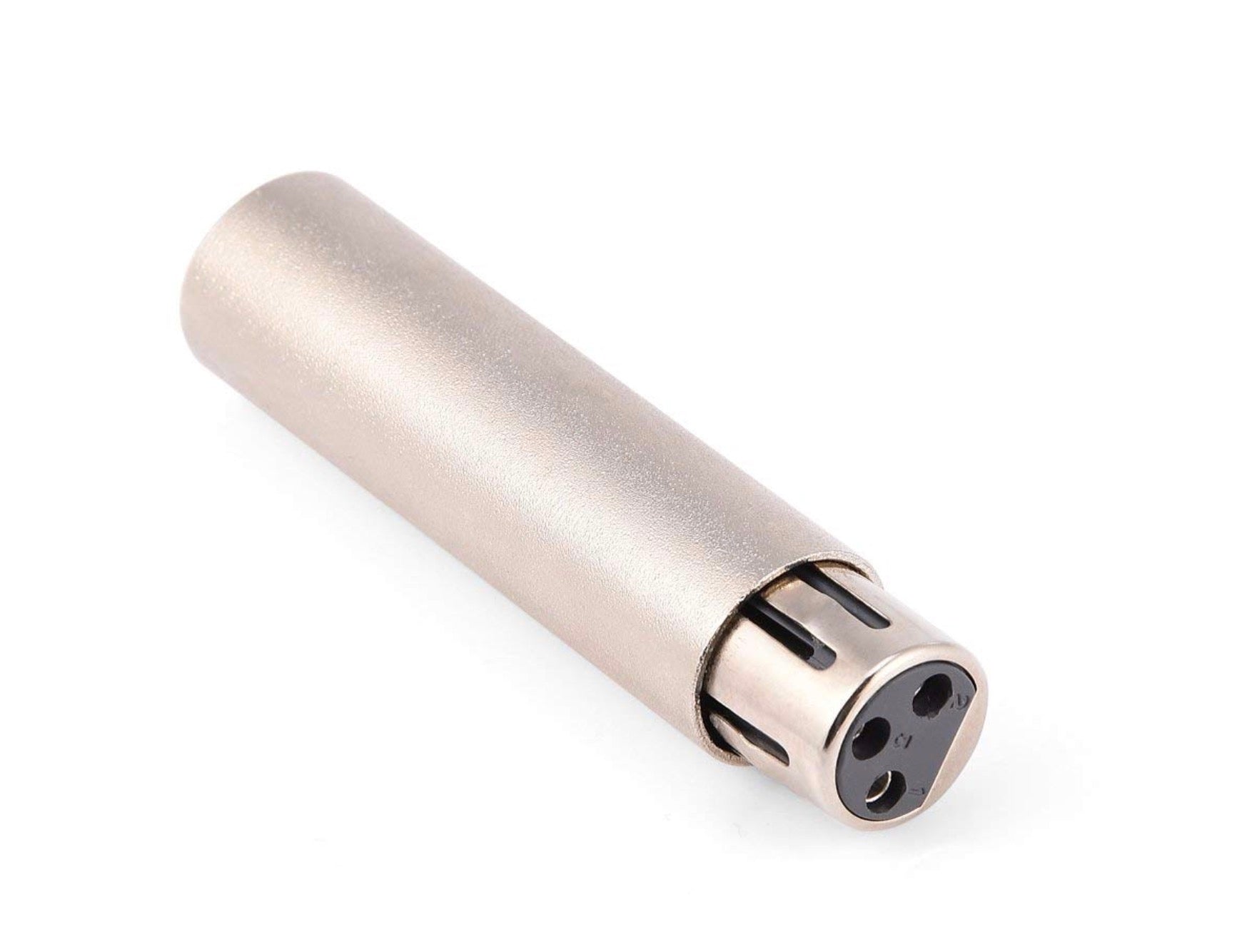 Metallic cylindrical object with a textured end on a white background