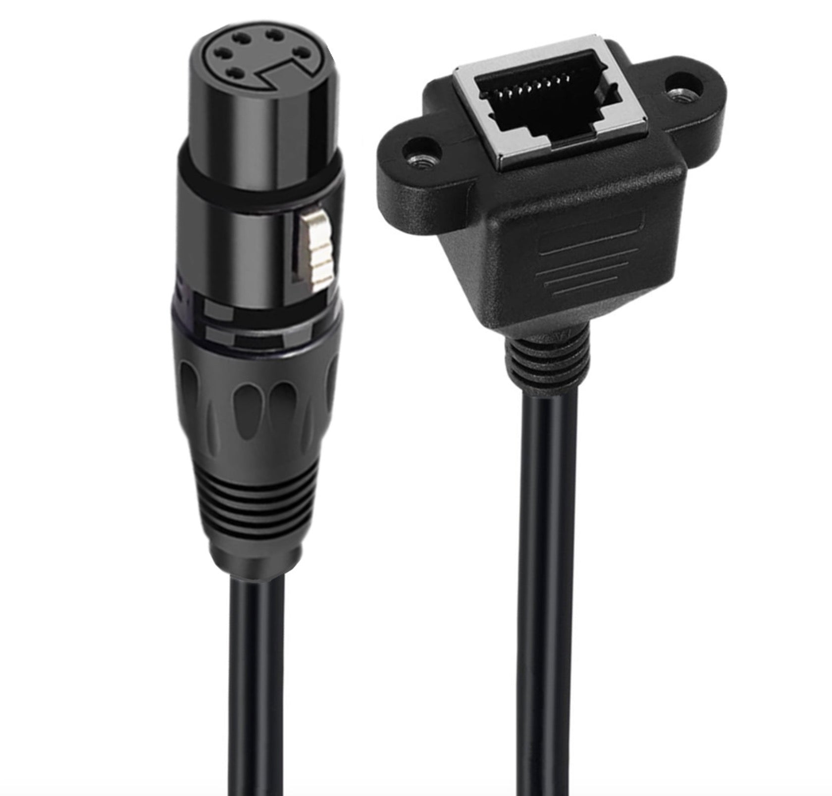 XLR 5 pin female to RJ45 female DMX Ethernet panel mount extension cable