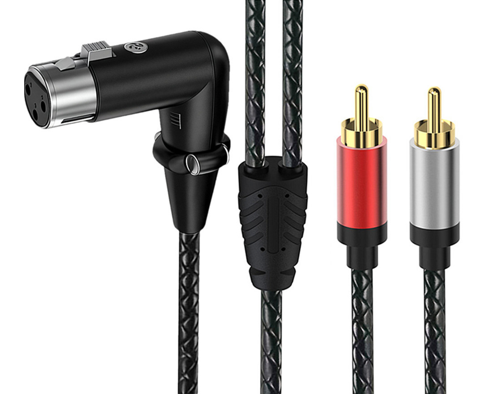 XLR Angled Female to Dual RCA Male Y Splitter Cable – 3 Pin XLR to 2 RCA Stereo Audio Adapter