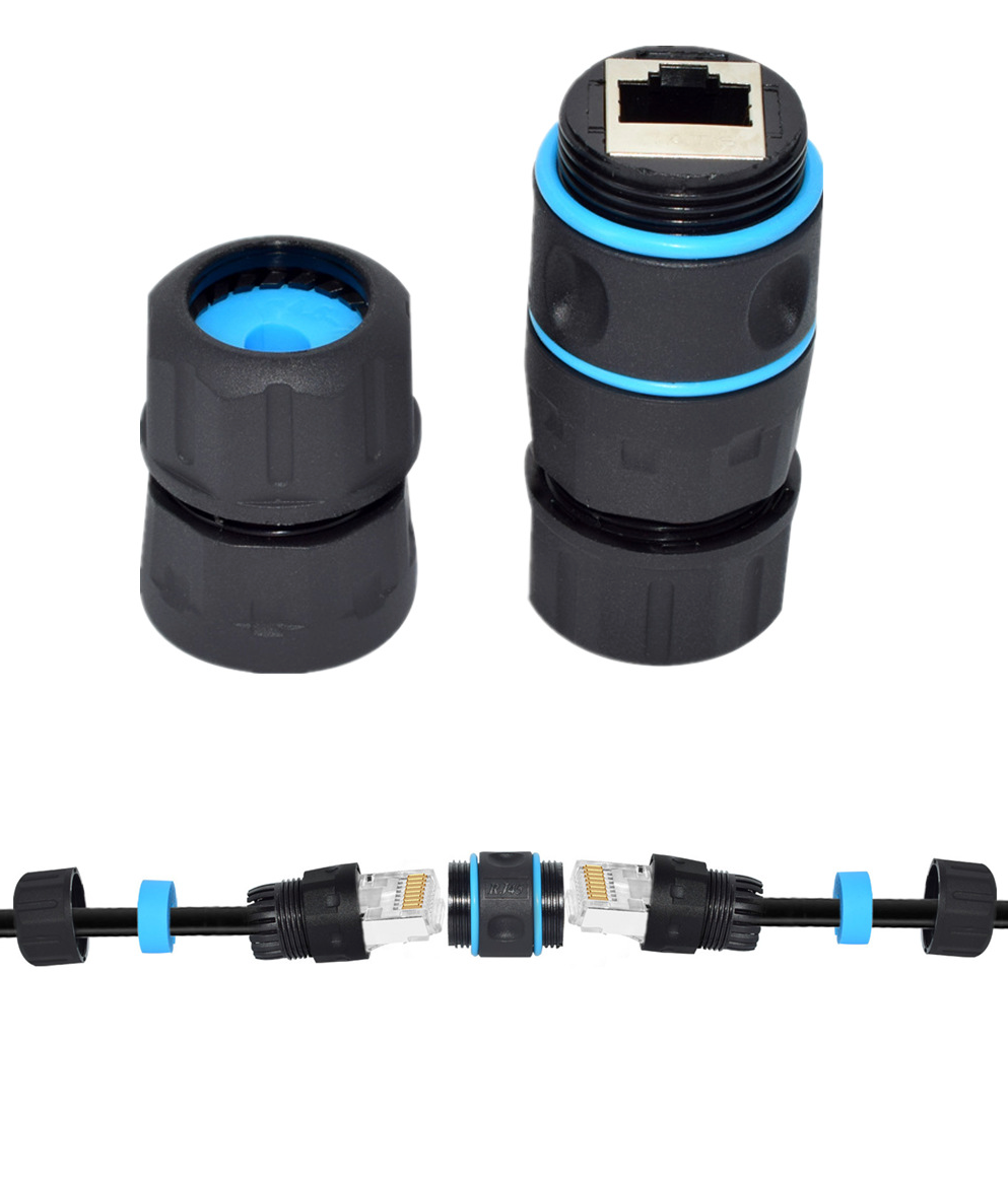 RJ45 Waterproof Coupler Connector, IP68 Shielded STP Cat5/5e/6 Ethernet LAN Cable Adapter (Outdoor Double-Head)