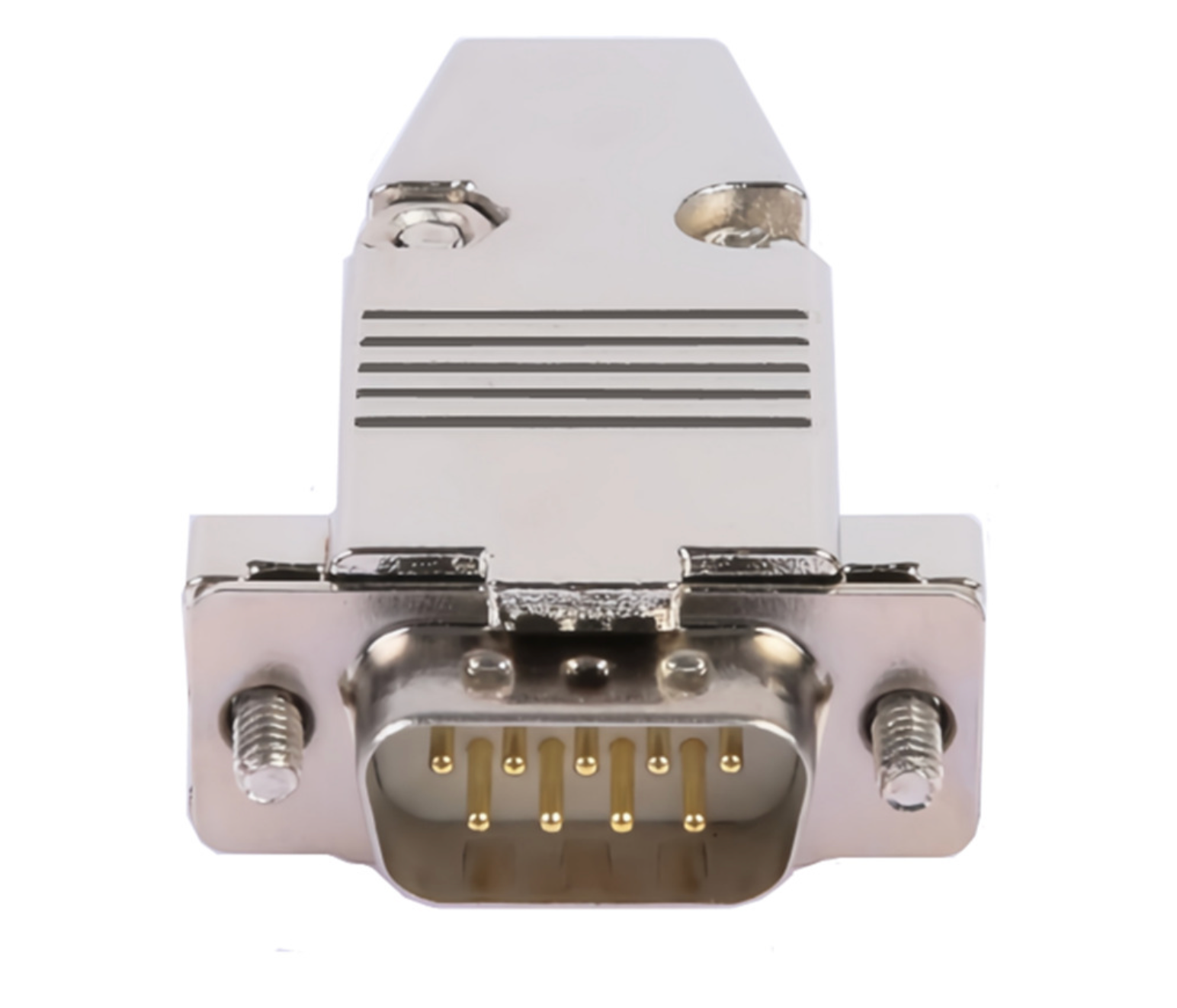 DB9 Male Connector with Metal Housing | Hollow Gold-Plated Pins | RS232 Serial Adapter