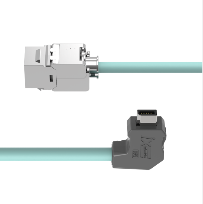Shielded TPE teal industrial Ethernet cable assembly