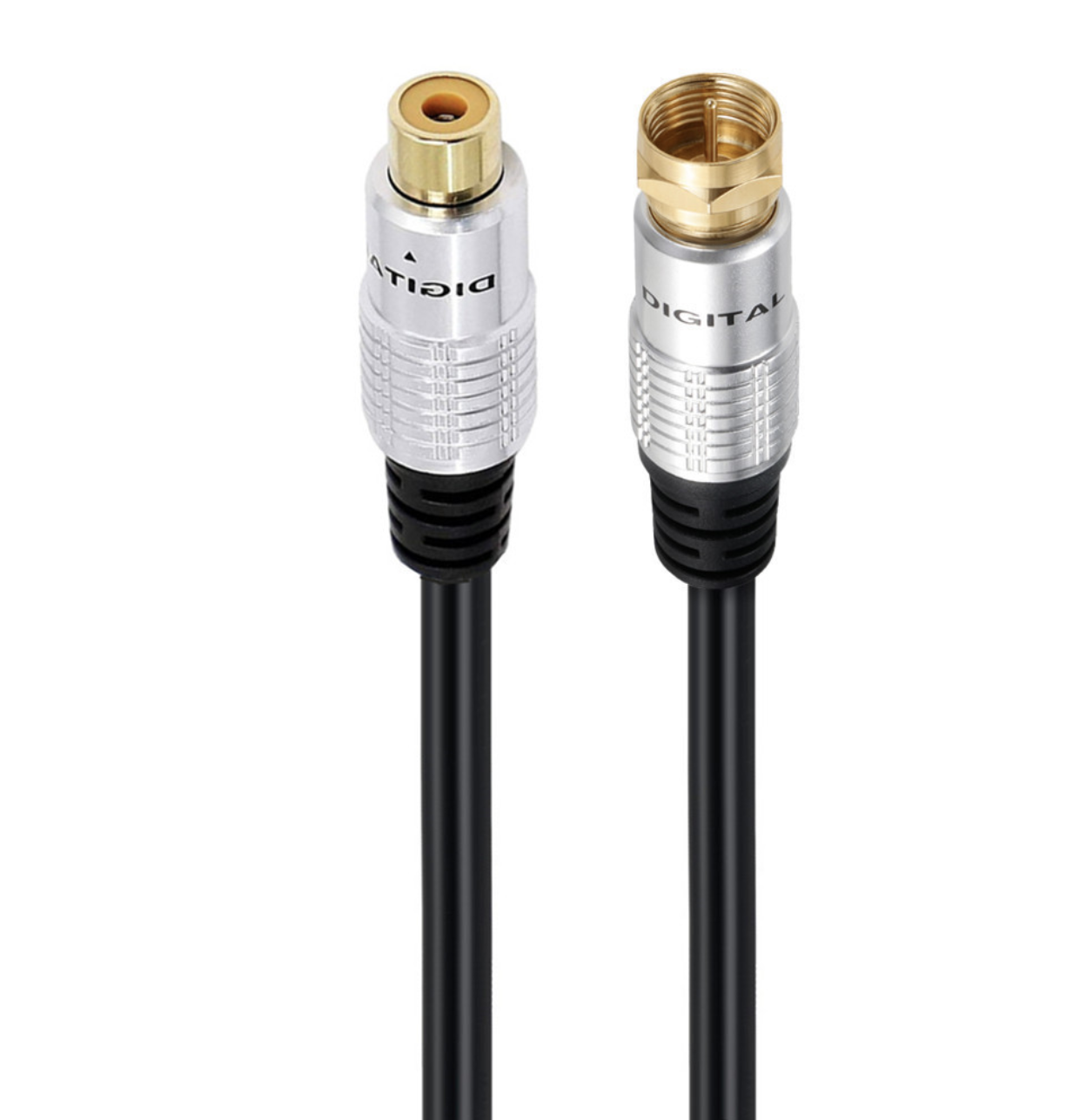 RCA Female to F-Type Coaxial Male Adapter Cable | Audio Connector for TV & Subwoofer