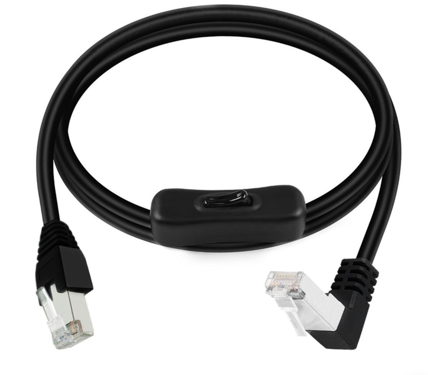 RJ45 angled Ethernet cable with convenient network control switch