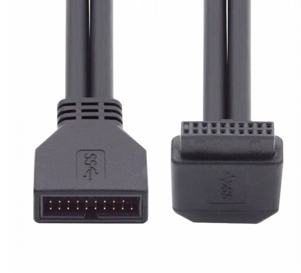 Angled USB 3.0 motherboard extension cable for internal PC setup