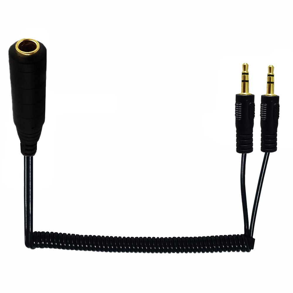 Audio Y splitter cable connected to sound equipment