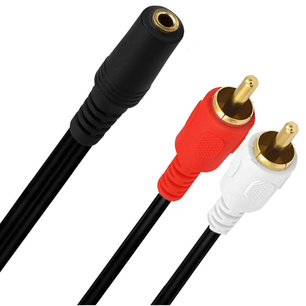 Compact AUX to RCA male audio splitter cable