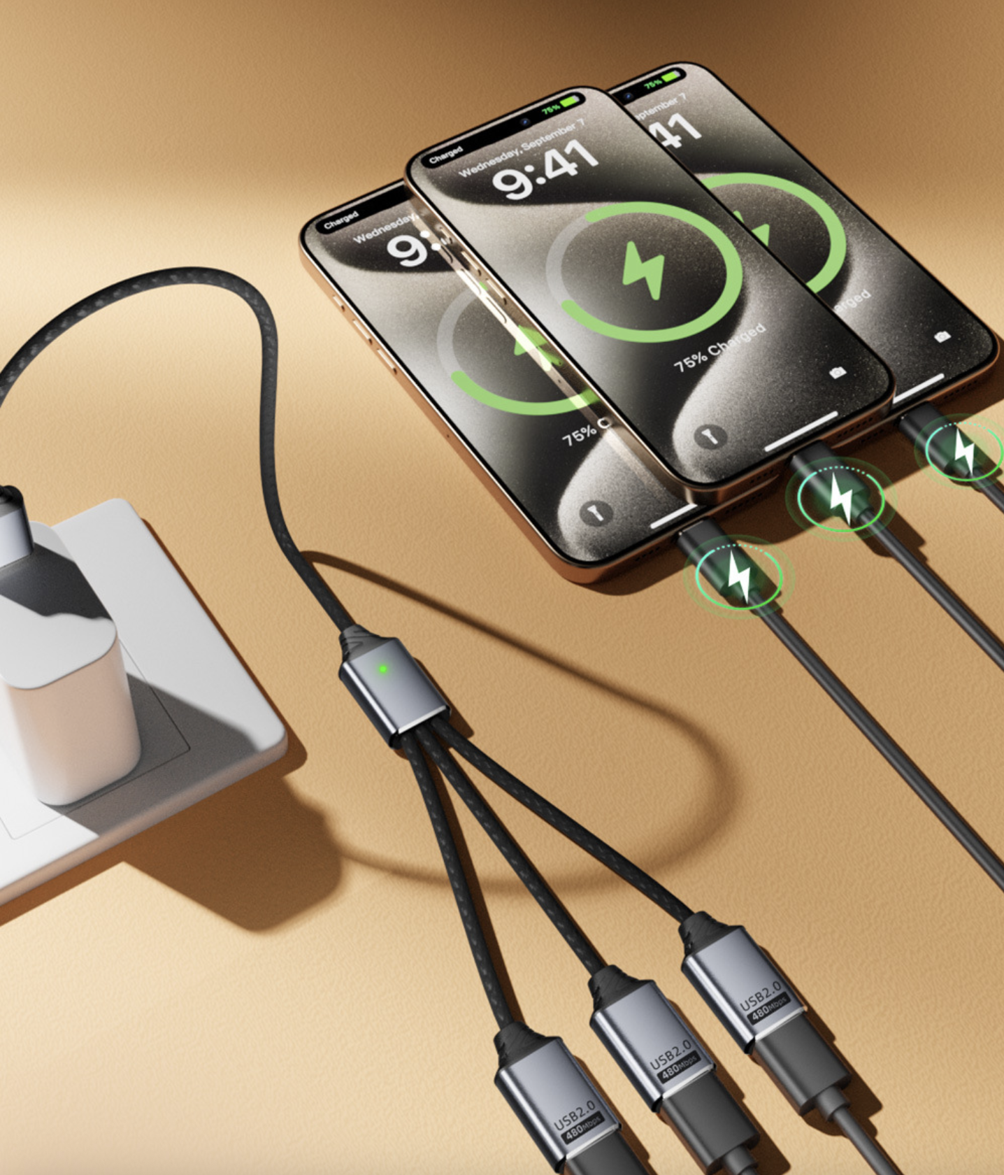 USB C to USB C 3 Ports Hub | 1 to 3 Type C Data Splitter for Laptop, Desktop, Phone, Mouse & Keyboard