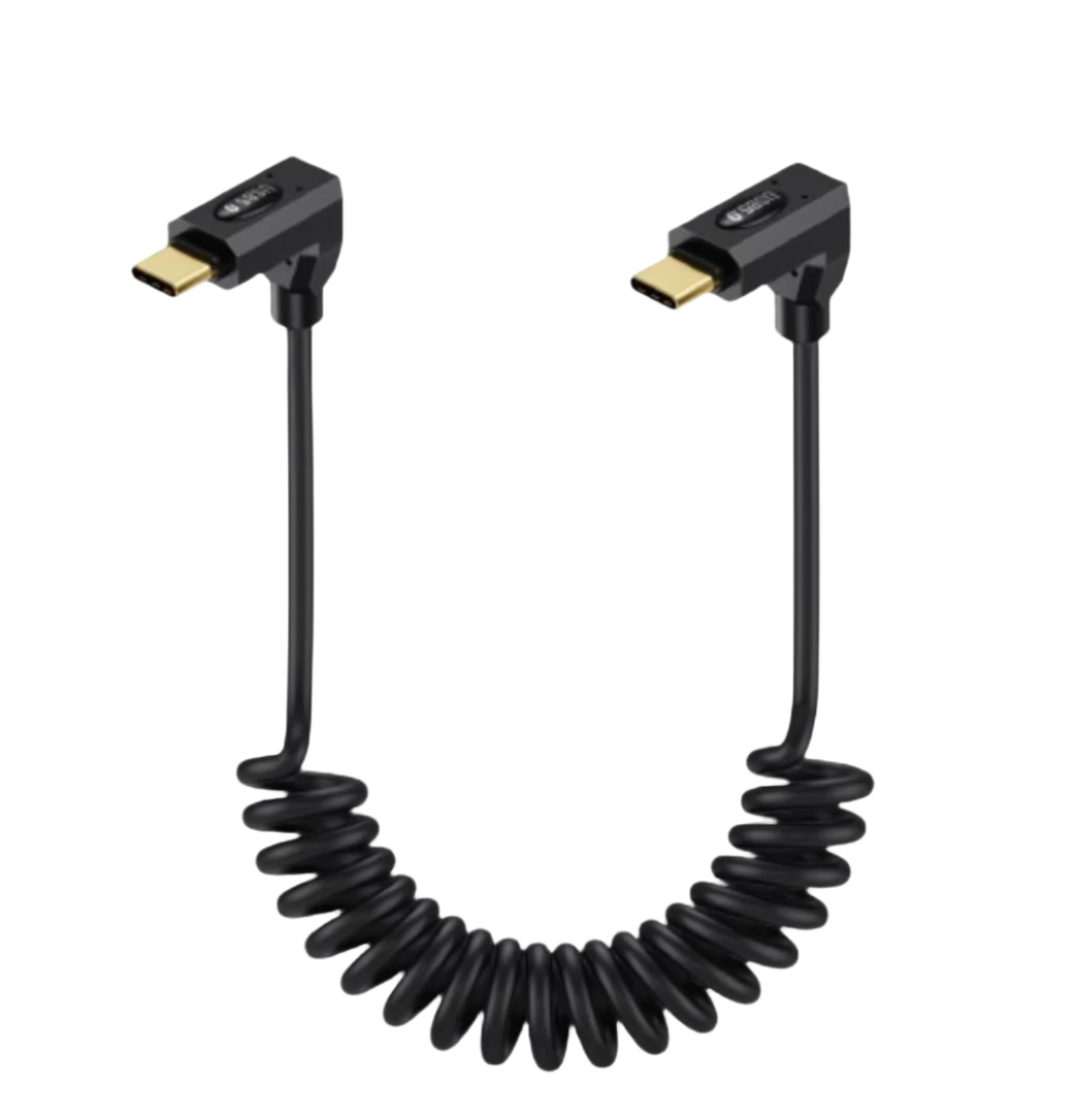 USB 5.0 Retractable Thunderbolt Cable | USB C to USB C Coiled Connector | 80Gbps, 240W PD, 16K/8K Ultra HD