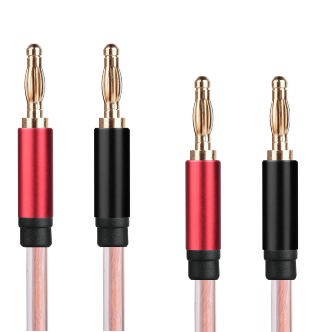Banana plug HiFi speaker cable with gold plated connectors